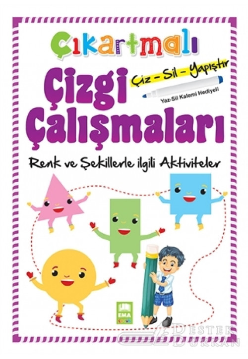 Renk ve Şekillerle İlgili Aktiviteler - Çıkartmalı Çizgi Çalışmaları