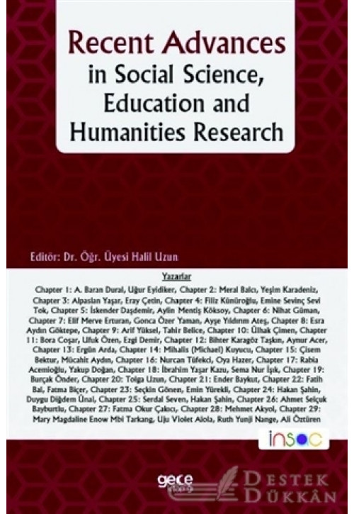 Recent Advances İn Social Science, Education And Humanities Research