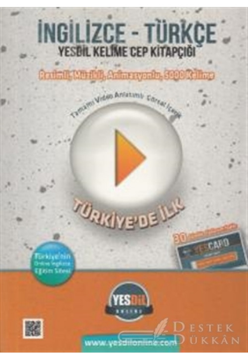 İngilizce - Türkçe Yesdil Kelime Cep Kitapçığı (30 Gün Online Eğitim Paketi Hediyesiyle)