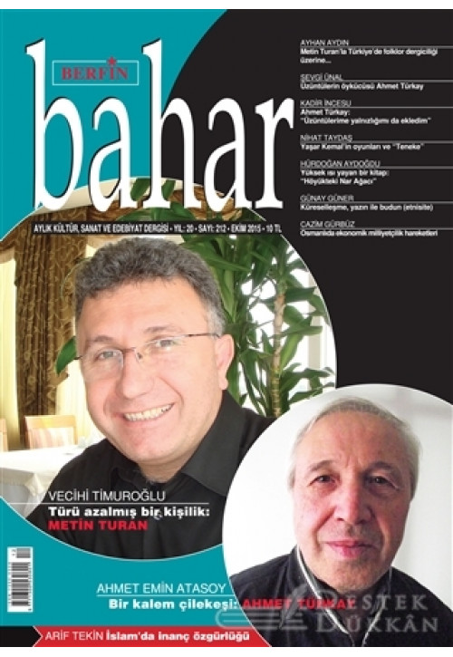 Berfin Bahar Aylık Kültür, Sanat ve Edebiyat Dergisi Sayı : 212 Ekim 2015