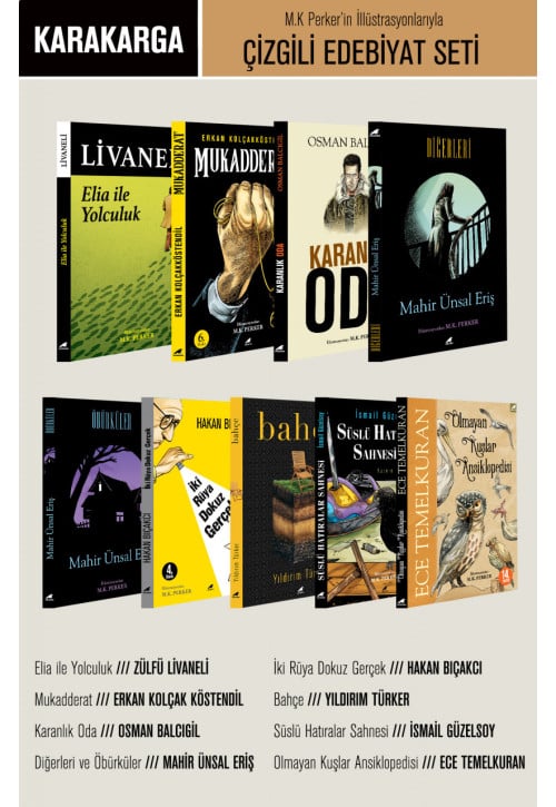M.K. Perker'in İllüstrasyonlarıyla Çizgili Edebiyat Seti